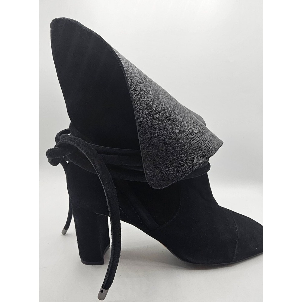 Alexandre Birman Womens Ankle Boots Booties‎ Size 36.5 Black Suede Foldover Wrap